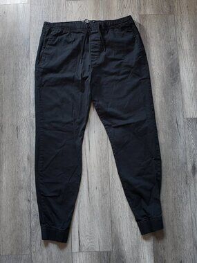 Hollister Advanced Stretch Joggers Mens XLT Black Twill Elastic Drawstring Pants